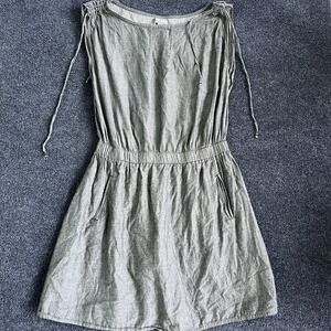 Converse One Star Dress Womens Medium Gray Chambray Sleeveless Sundress Pockets